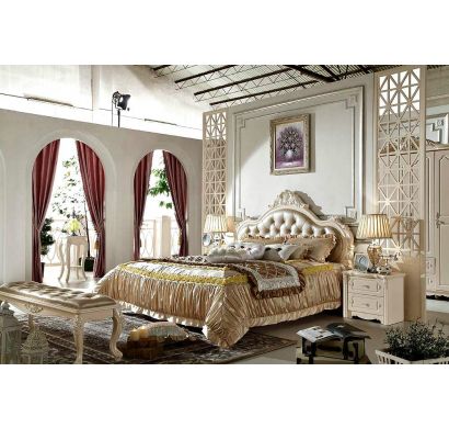 Curves & Carvings Mussoorie Victorian Classic White Bed - C&C BED0417