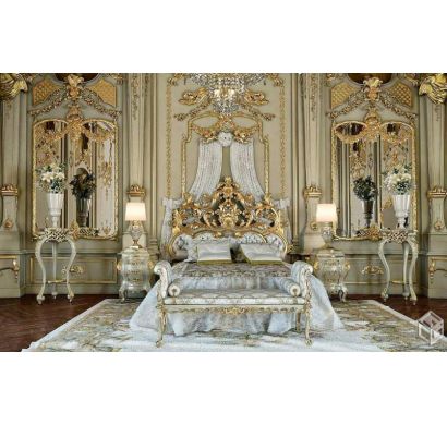Curves & Carvings Victorian Classic Golden Antique Bed - C&C BED0118