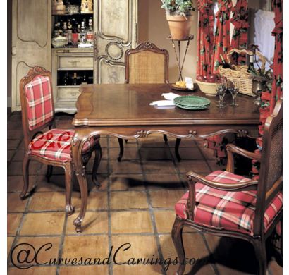 Curves & Carvings Teak Antique Classic Dining Table Set - C&C DTC0017