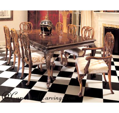 Curves & Carvings Premium Collection Dining Table Set - C&C DTC0046
