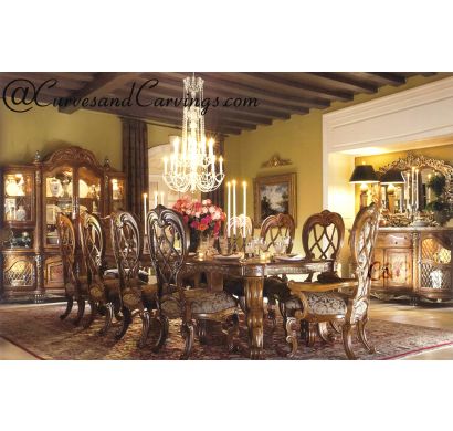 Curves & Carvings Signature Collection Dining Table Set - C&C DTC0064