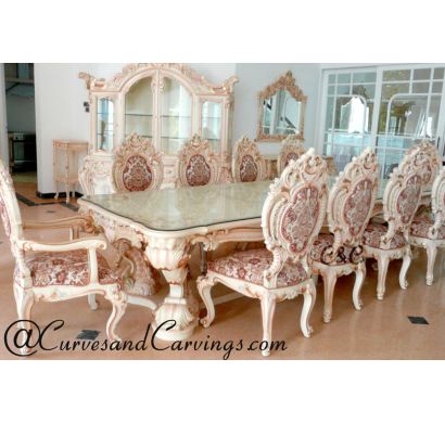 Curves & Carvings Signature Collection Dining Table Set - C&C DTC0083