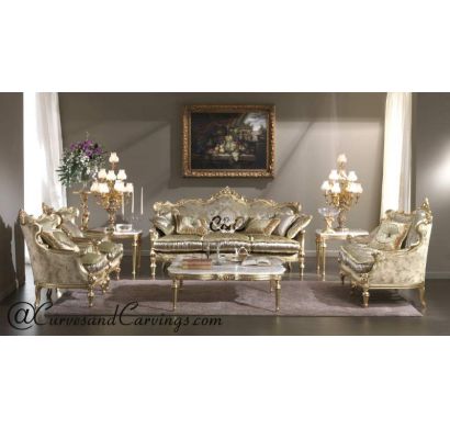 Curves & Carvings Victorian Gold Brampton Sofa - C&C SOF0065