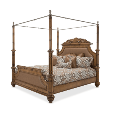 Curves & Carvings Classic Teak Wood Indore Four Poster Bed - C&C BED0195