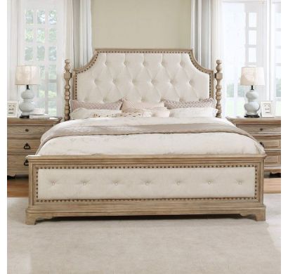Curves & Carvings Mangalore Classic Distressed Finish Bed - C&C BED0466