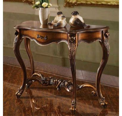 Curves and Carvings Teak Wood Antique Console 0125