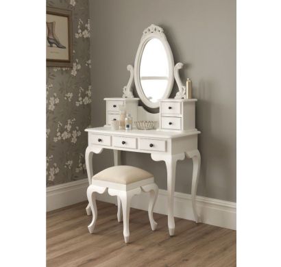 Curves and Carvings French Classic White Dresser Mirror 0004