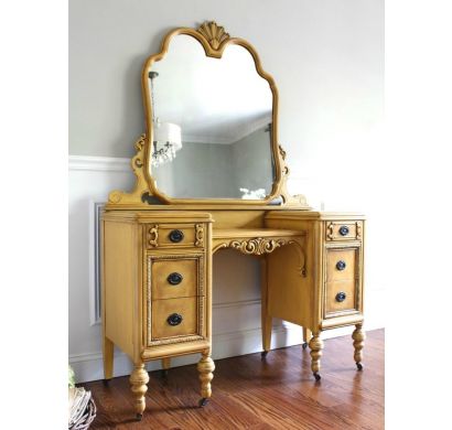 Curves and Carvings Classic White Dresser Mirror 0015