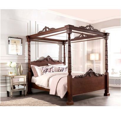 Curves & Carvings French Classic Kolkata Four Poster Bed - C&C BED0166