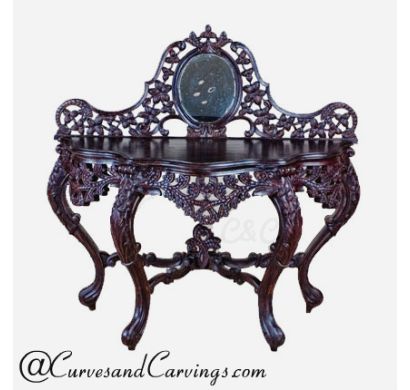 Curves & Carvings Teak Wood Traditional Indian Console Table - C&C CON0156